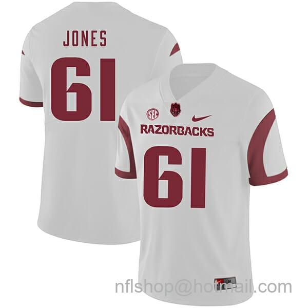 Men's Nike Arkansas Razorbacks #61 Jerry Jones College Football Jersey White