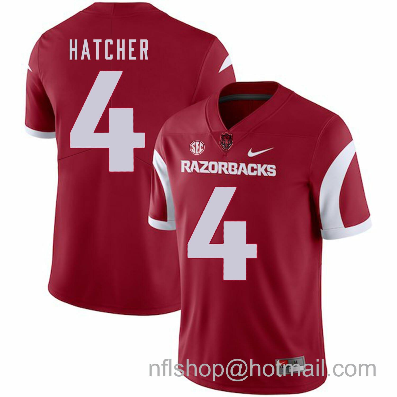 Men's Nike Arkansas Razorbacks #4 Keon Hatcher College Football Jersey Red