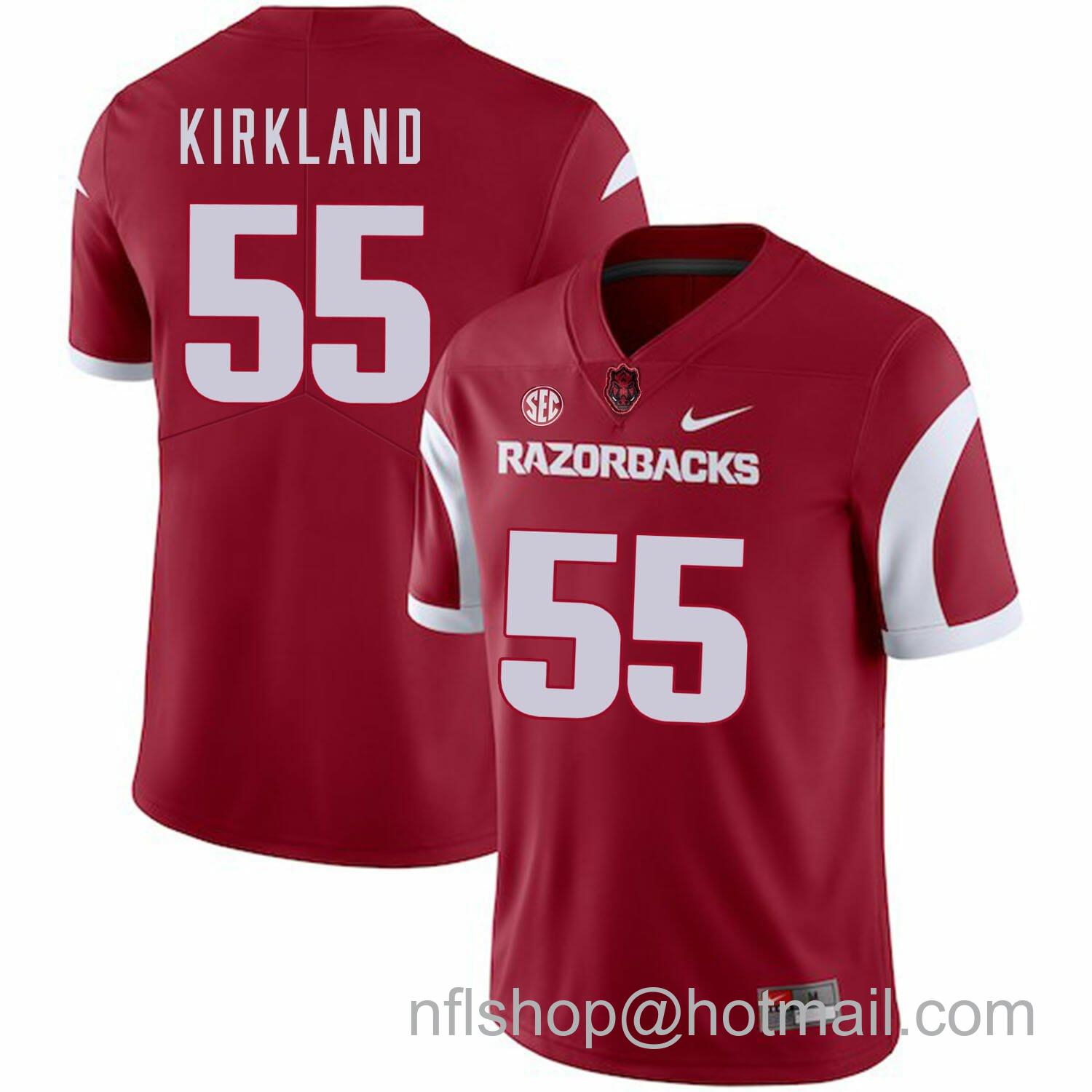 Men's Nike Arkansas Razorbacks #55 Denver Kirkland College Football Jersey Red