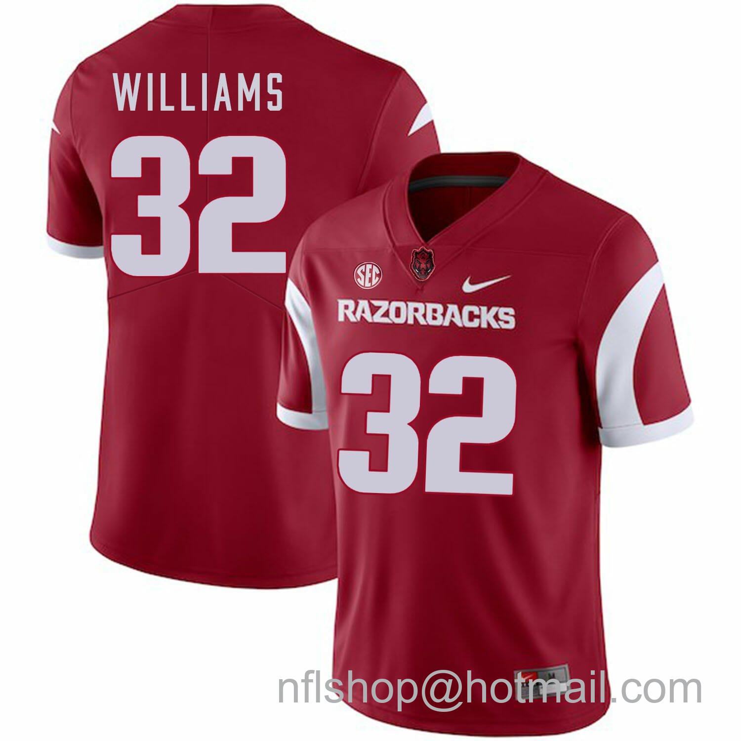 Men's Nike Arkansas Razorbacks #32 Jonathan Williams College Football Jersey Red