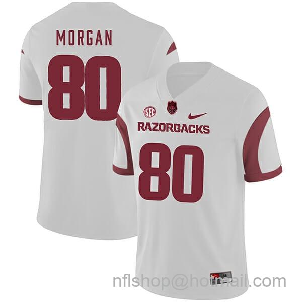 Men's Nike Arkansas Razorbacks #80 Drew Morgan College Football Jersey White