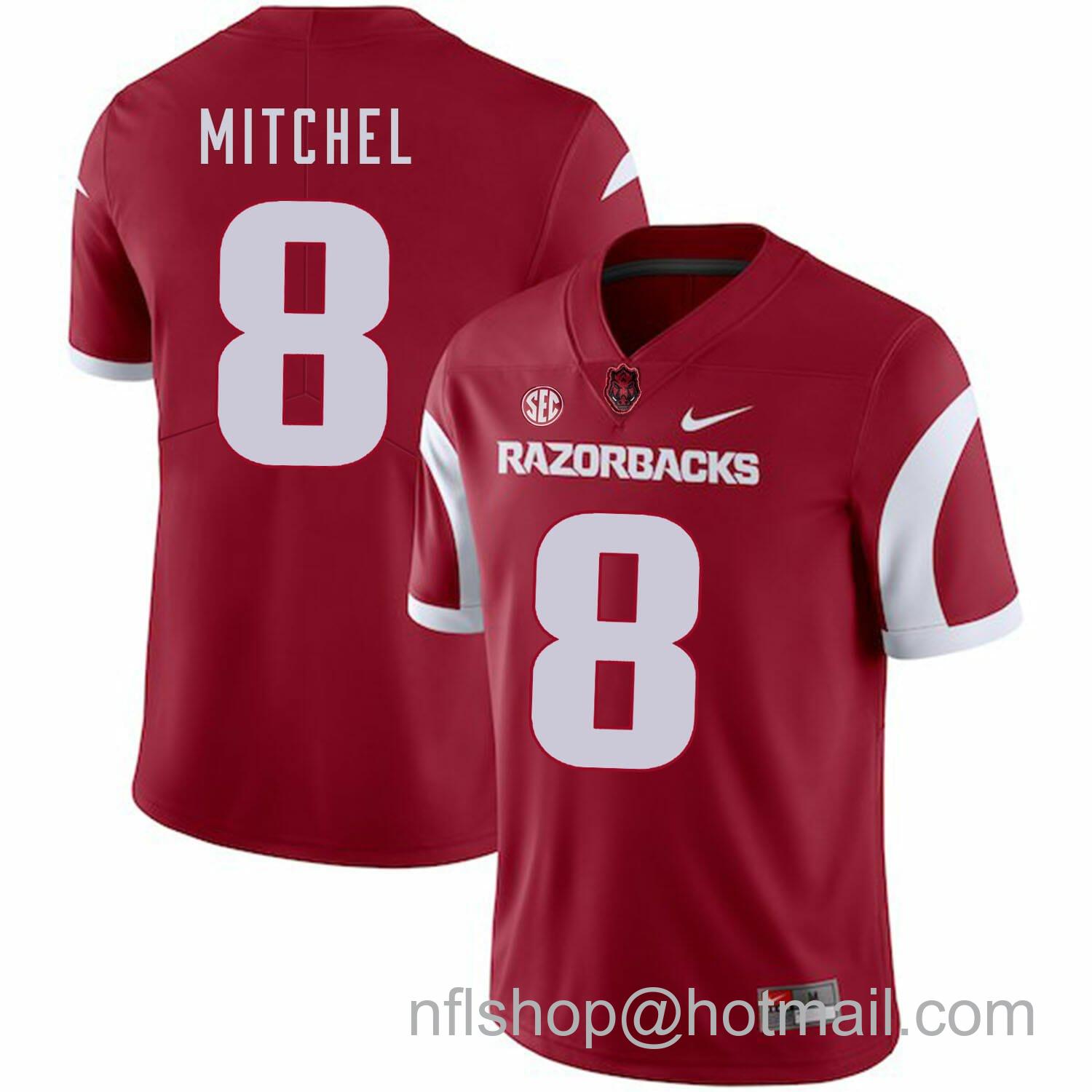 Men's Nike Arkansas Razorbacks #8 Tevin Mitchel College Football Jersey Red