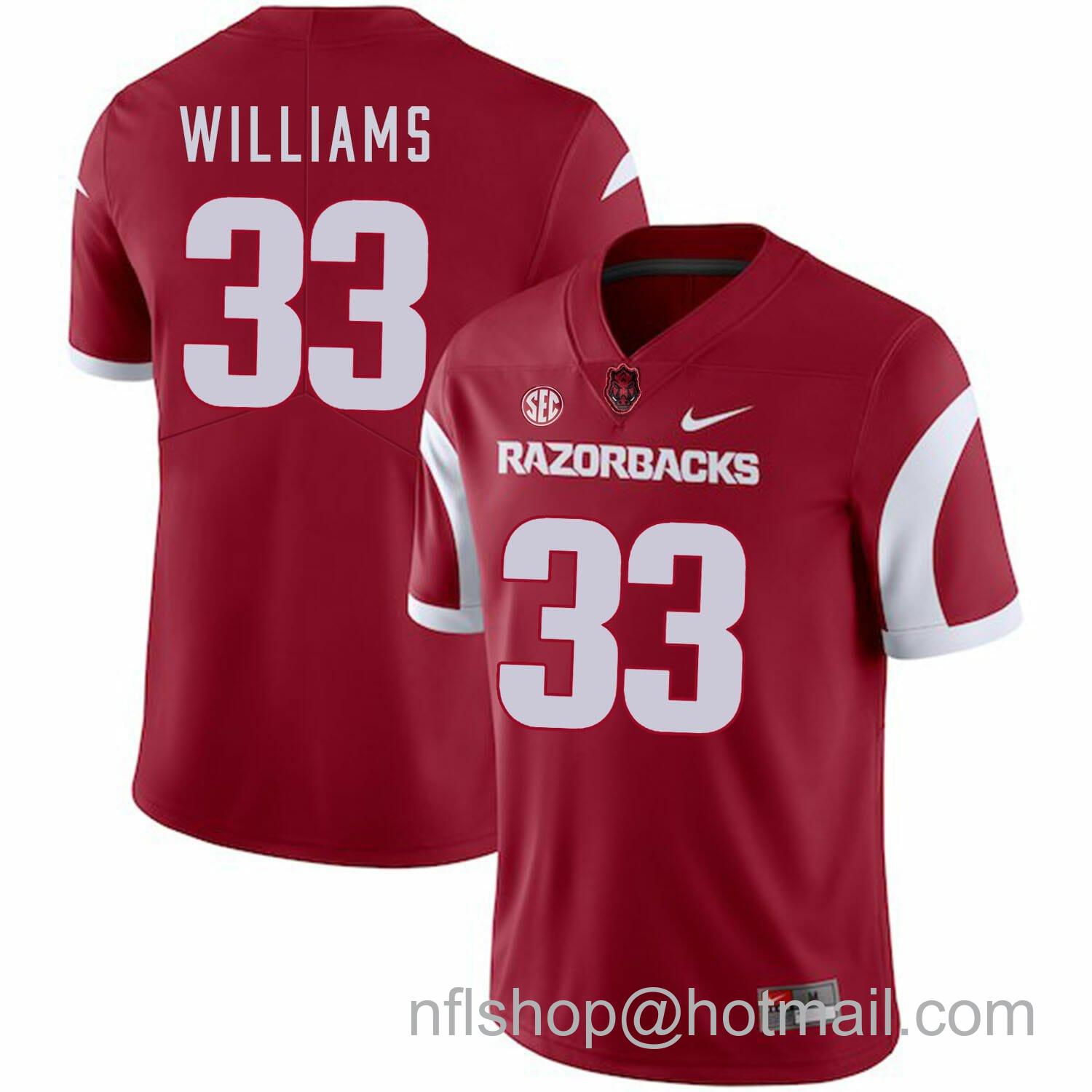 Men's Nike Arkansas Razorbacks #33 David Williams College Football Jersey Red