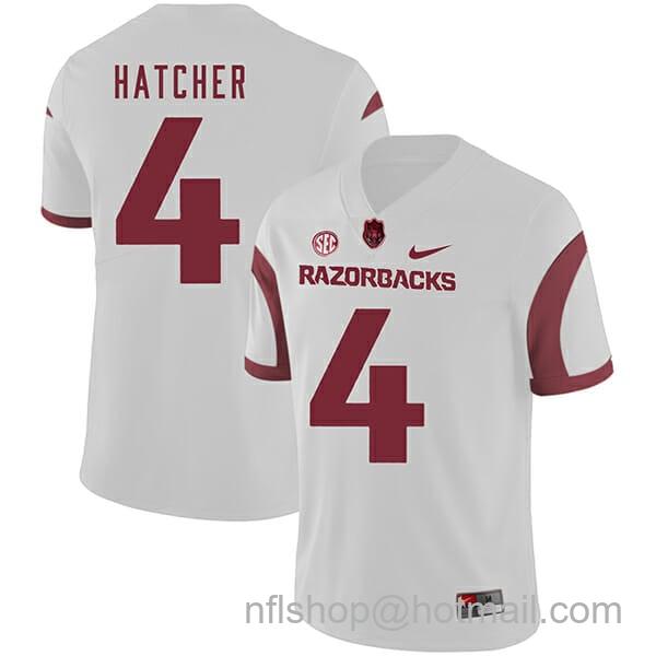 Men's Nike Arkansas Razorbacks #4 Keon Hatcher College Football Jersey White