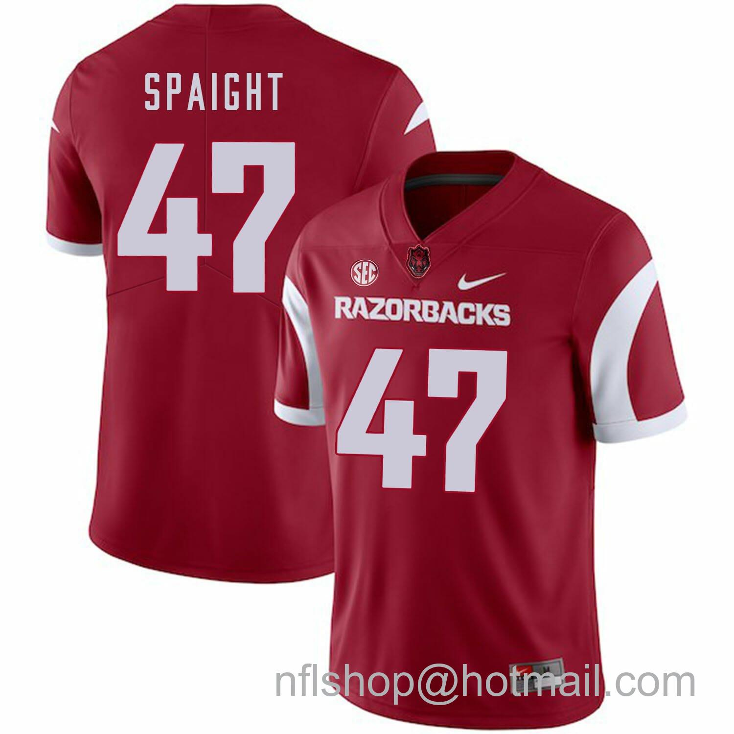 Men's Nike Arkansas Razorbacks #47 Martrell Spaight College Football Jersey Red