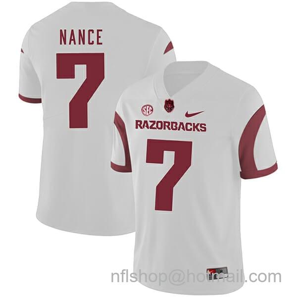 Men's Nike Arkansas Razorbacks #7 Jonathan Nance College Football Jersey White