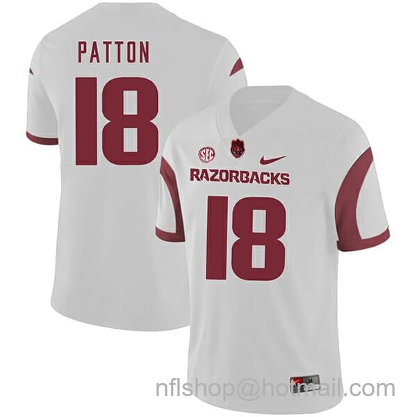 Men's Nike Arkansas Razorbacks #18 Jeremy Patton College Football Jersey White