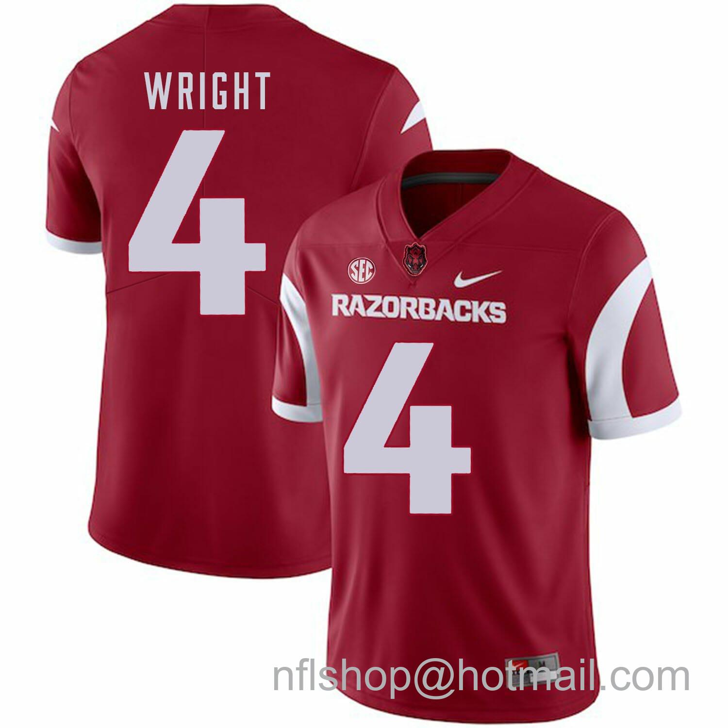 Men's Nike Arkansas Razorbacks #4 Jarius Wright College Football Jersey Red