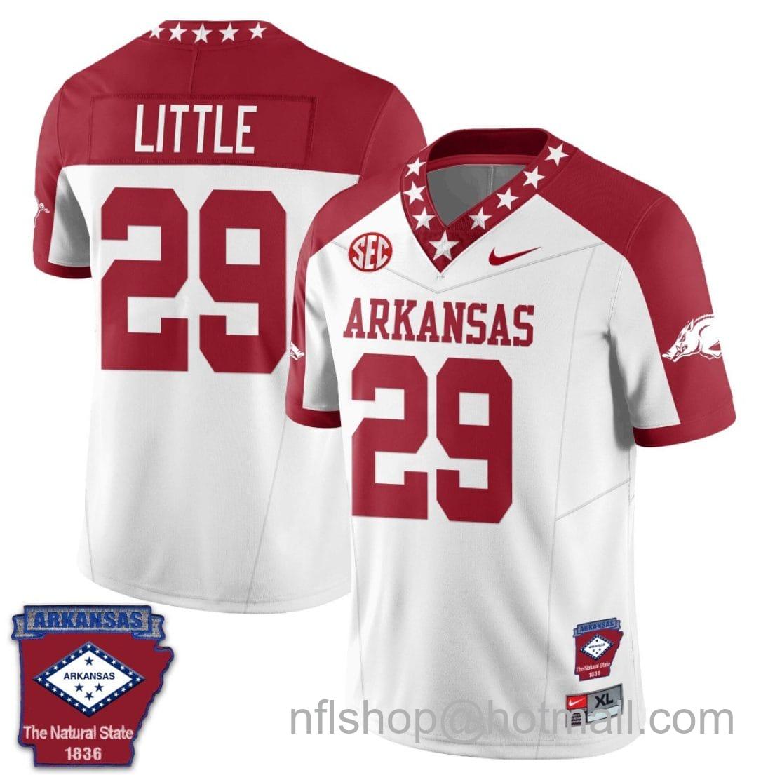 Men's Nike Cam Little Jersey #29 Arkansas Razorback Football Arkansas Patch White Alternate