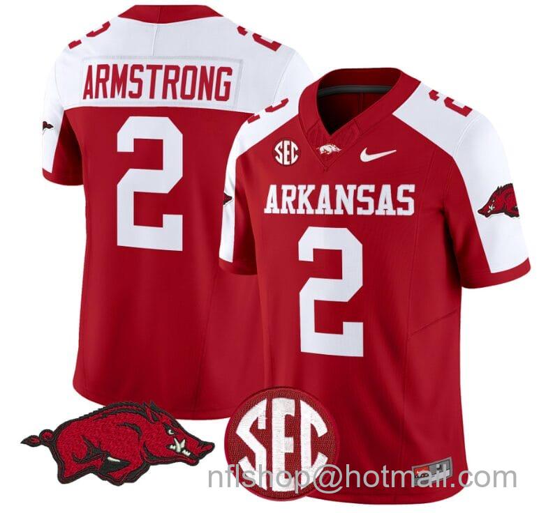 Men's Nike Andrew Armstrong Jersey #2 Arkansas Razorbacks Vapor Limited College Football Stitched Cardinal Alternate