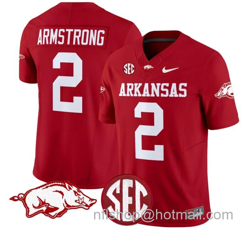 Men's Nike Andrew Armstrong Jersey #2 Arkansas Razorbacks Vapor Limited College Football Stitched Cardinal