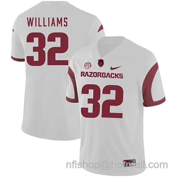 Men's Nike Arkansas Razorbacks #32 Jonathan Williams College Football Jersey White