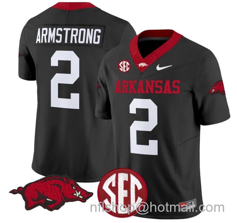 Men's Nike Andrew Armstrong Jersey #2 Arkansas Razorbacks Vapor Limited College Football Stitched Black