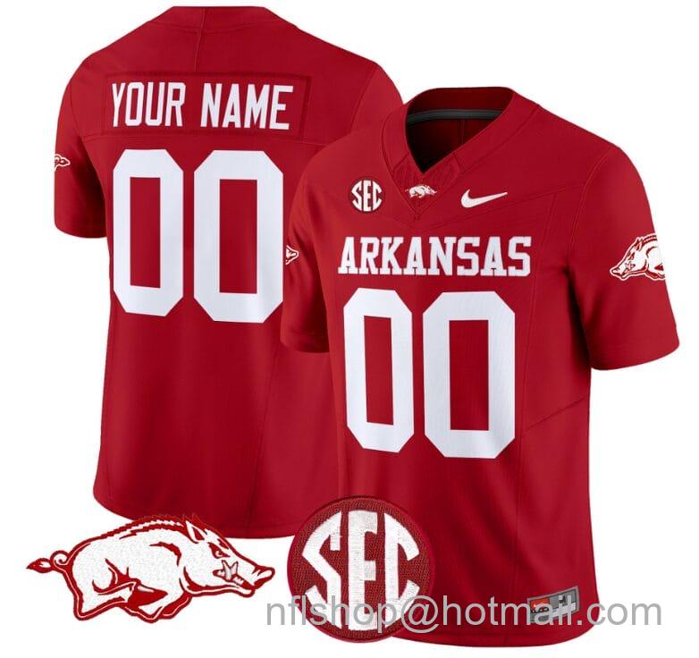 Men's Nike Custom Arkansas Razorbacks Jersey Name and Number Vapor Limited College Football Stitched Cardinal