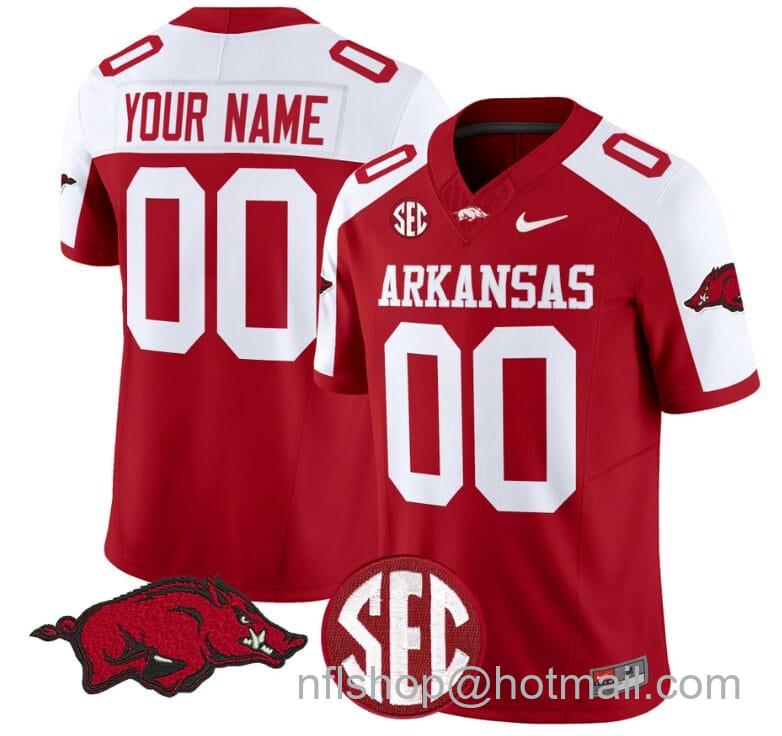 Men's Nike Custom Arkansas Razorbacks Jersey Name and Number Vapor Limited College Football Stitched Cardinal Alternate