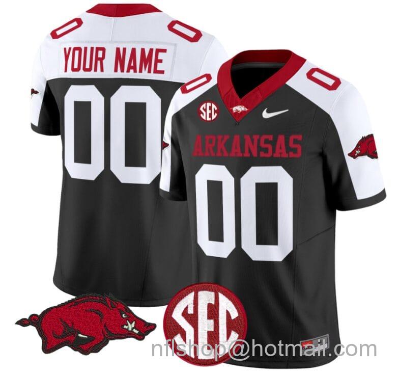 Men's Nike Custom Arkansas Razorbacks Jersey Name and Number Vapor Limited College Football Stitched Black Alternate