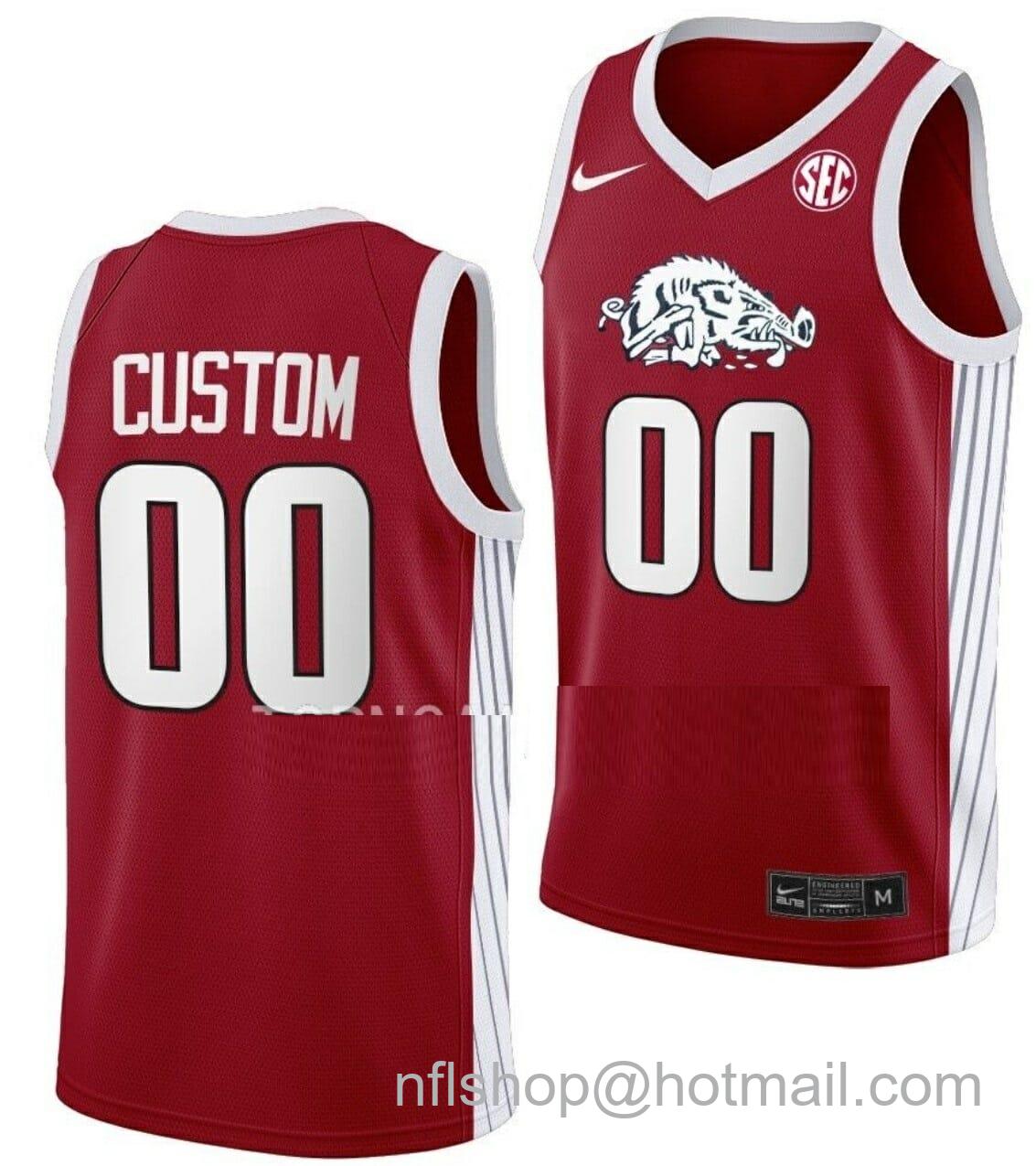 Men's Nike Custom Arkansas Razorbacks Jersey Name And Number Road College Basketball Red