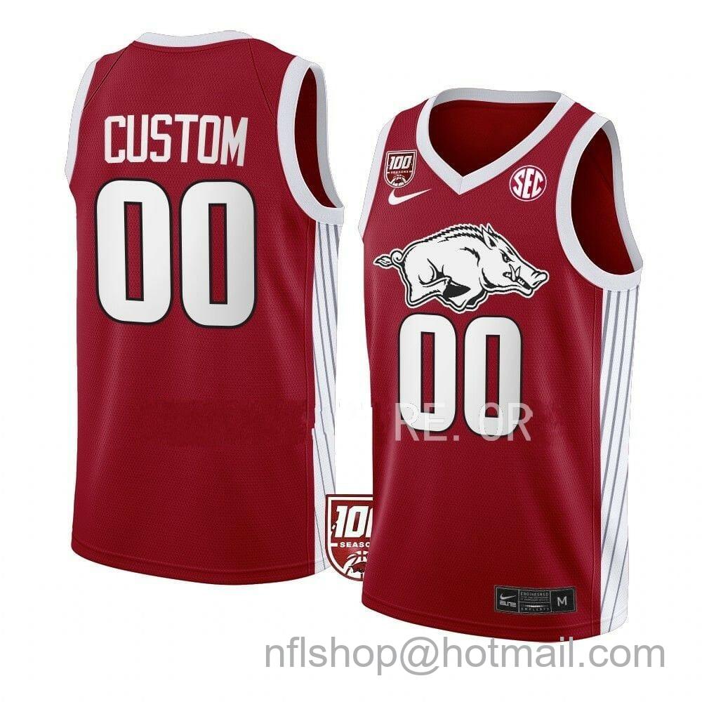 Men's Nike Custom Arkansas Razorbacks Jersey Basketball College Name and Number Red 100