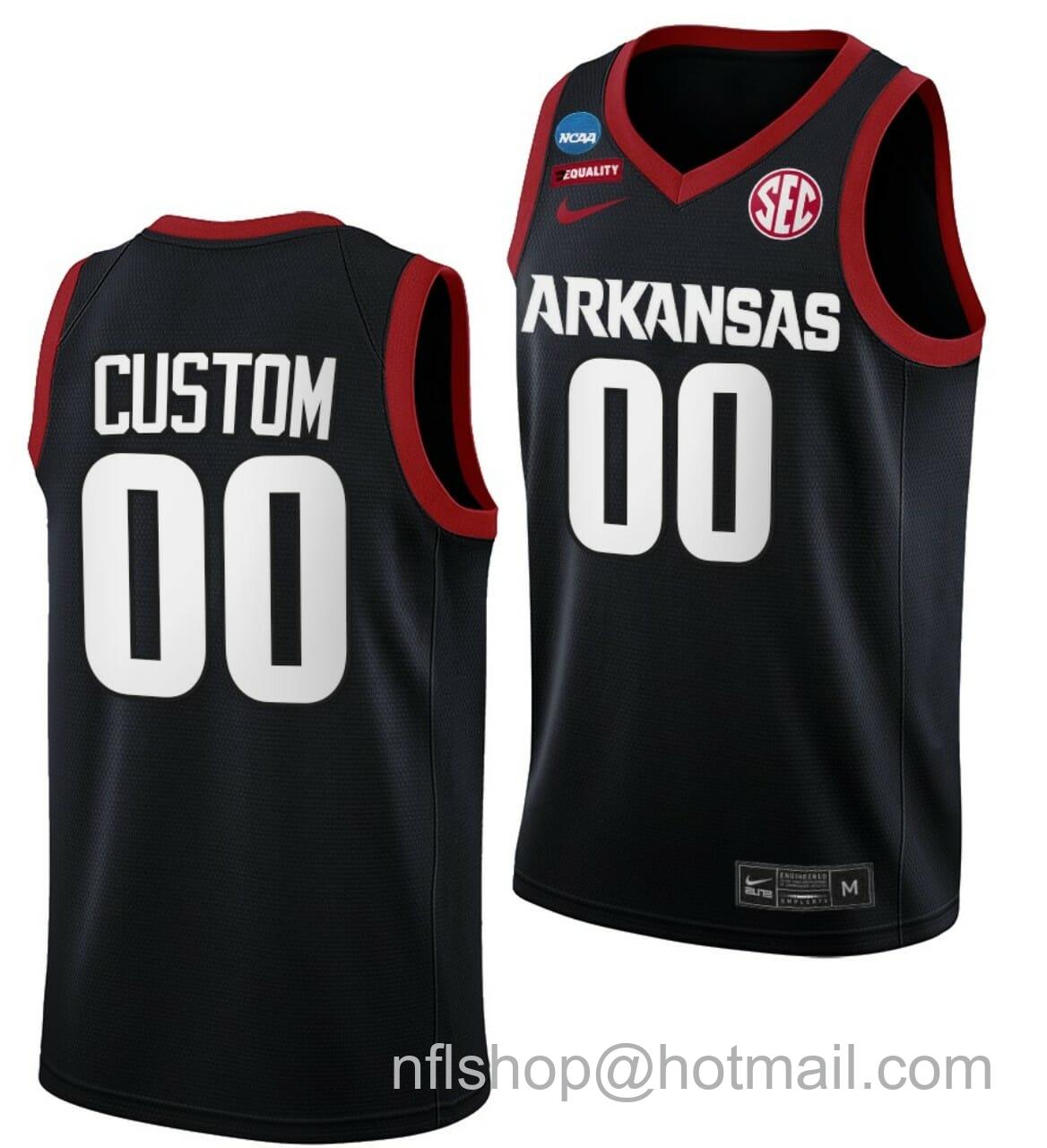 Men's Nike Custom Arkansas Razorbacks Jersey Name And Number 2023 NCAA March Madness College Basketball Black