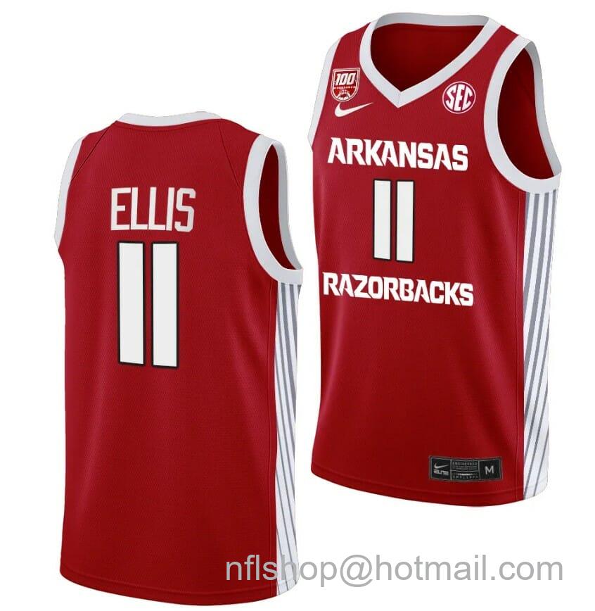 Men's Nike Arkansas Razorbacks El Ellis Jersey #11 College Basketball Red