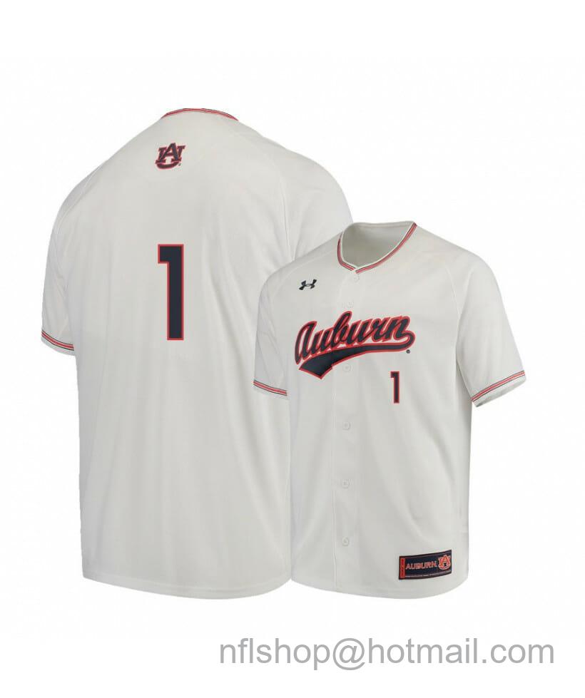 Men's Under Armour Auburn Tigers 1 Judd Ward White Baseball Jersey