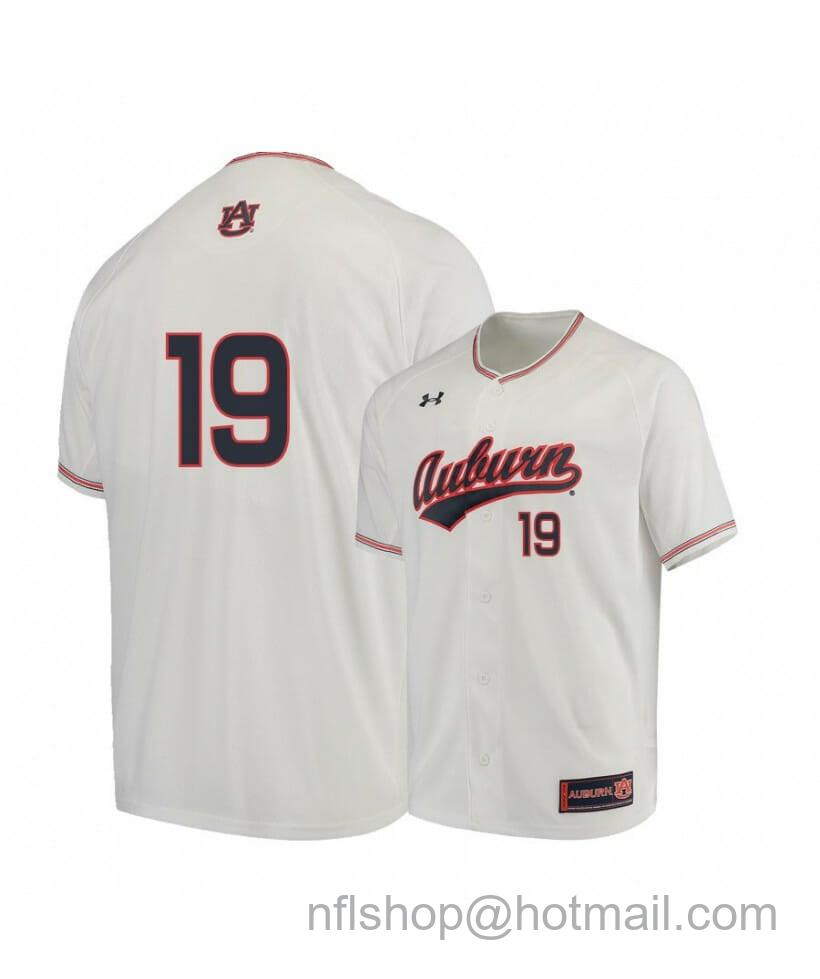 Men's Under Armour Auburn Tigers 19 Brody Moore White Baseball Jersey