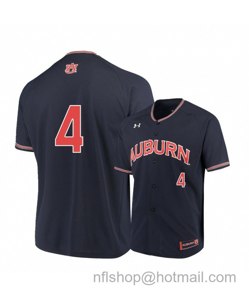 Men's Under Armour Auburn Tigers 4 Rankin Woley Navy Baseball Jersey