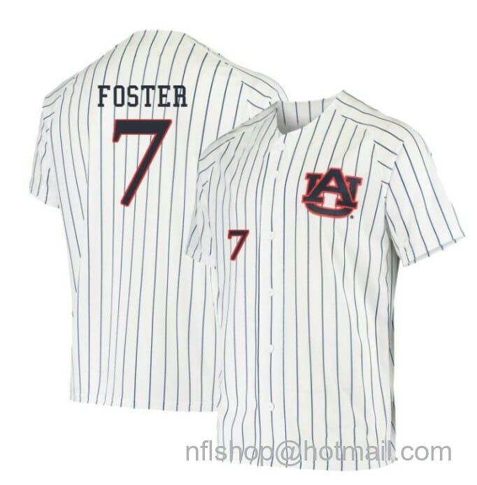 Men's Cole Foster Jersey Auburn Tigers Baseball Under Armour NCAA College White Stripe Alumni #7