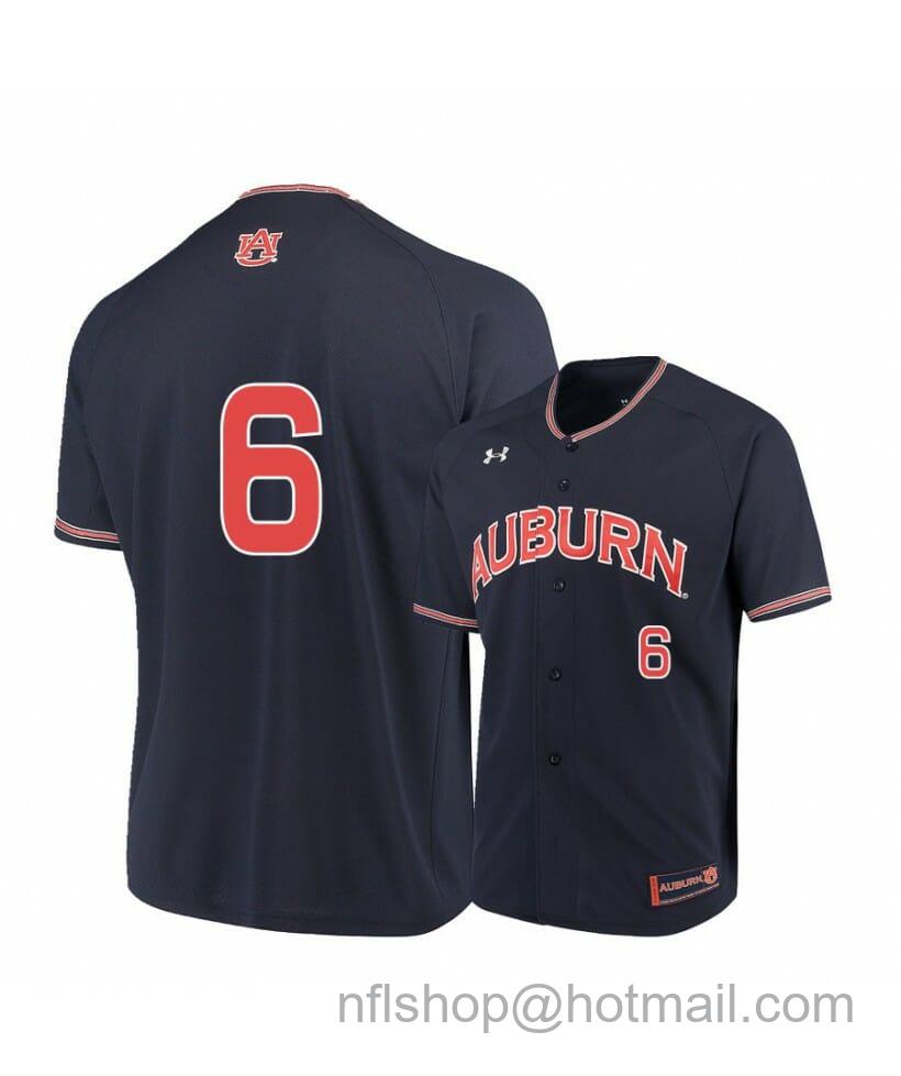 Men's Under Armour Auburn Tigers 6 Matt Scheffler Navy Baseball Jersey