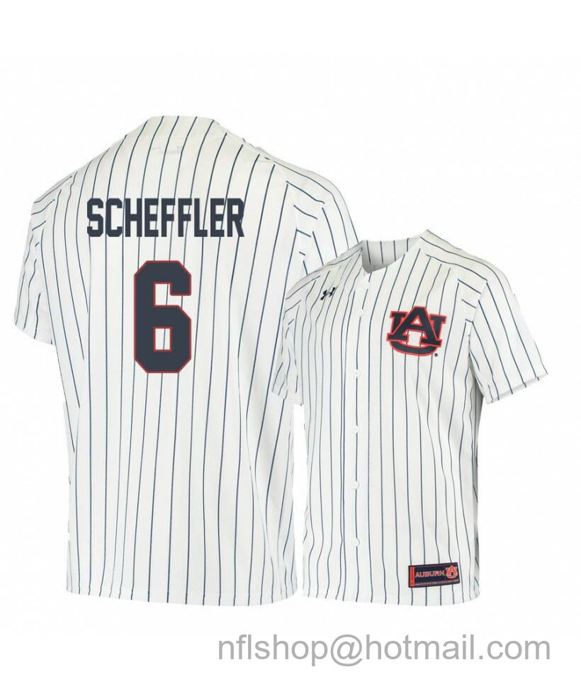 Men's Under Armour Auburn Tigers 6 Matt Scheffler White Blue Baseball Jersey