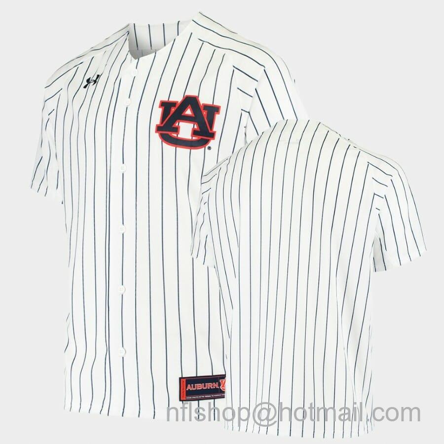 Men's Under Armour Auburn Tigers Custom Name and Number White College Baseball Replica Jersey