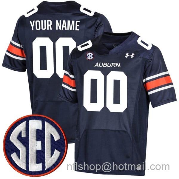 Men's Under Armour Custom Auburn Tigers Jersey Name and Number College Football Navy Home All Stitched