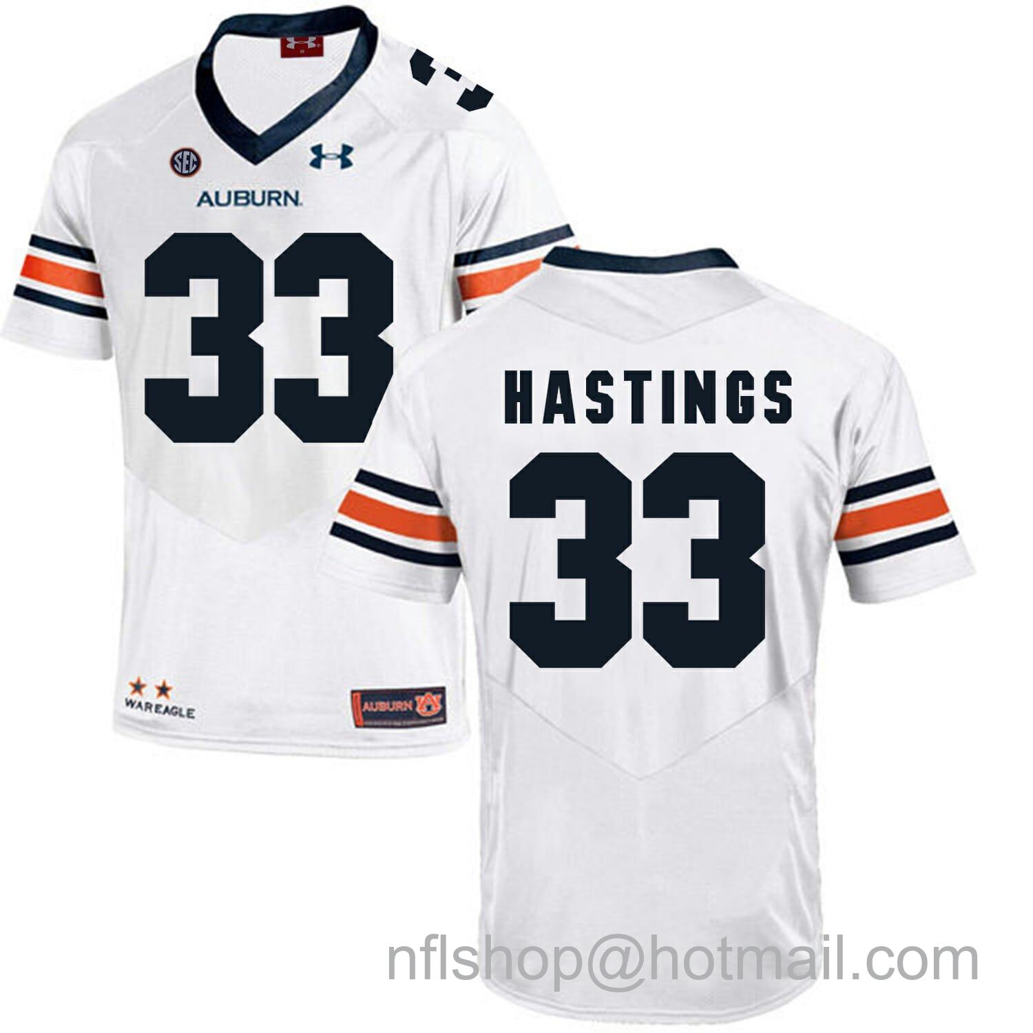 Men's Auburn Tigers Under Armour #33 Will Hastings Football Jersey White