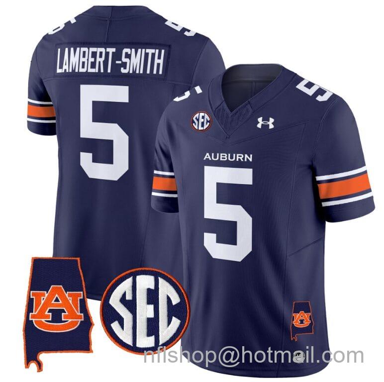 Men's Under Armour Lambert Smith Jersey #5 Auburn Tigers SEC Patch Vapor Limited College Football Stitched Navy