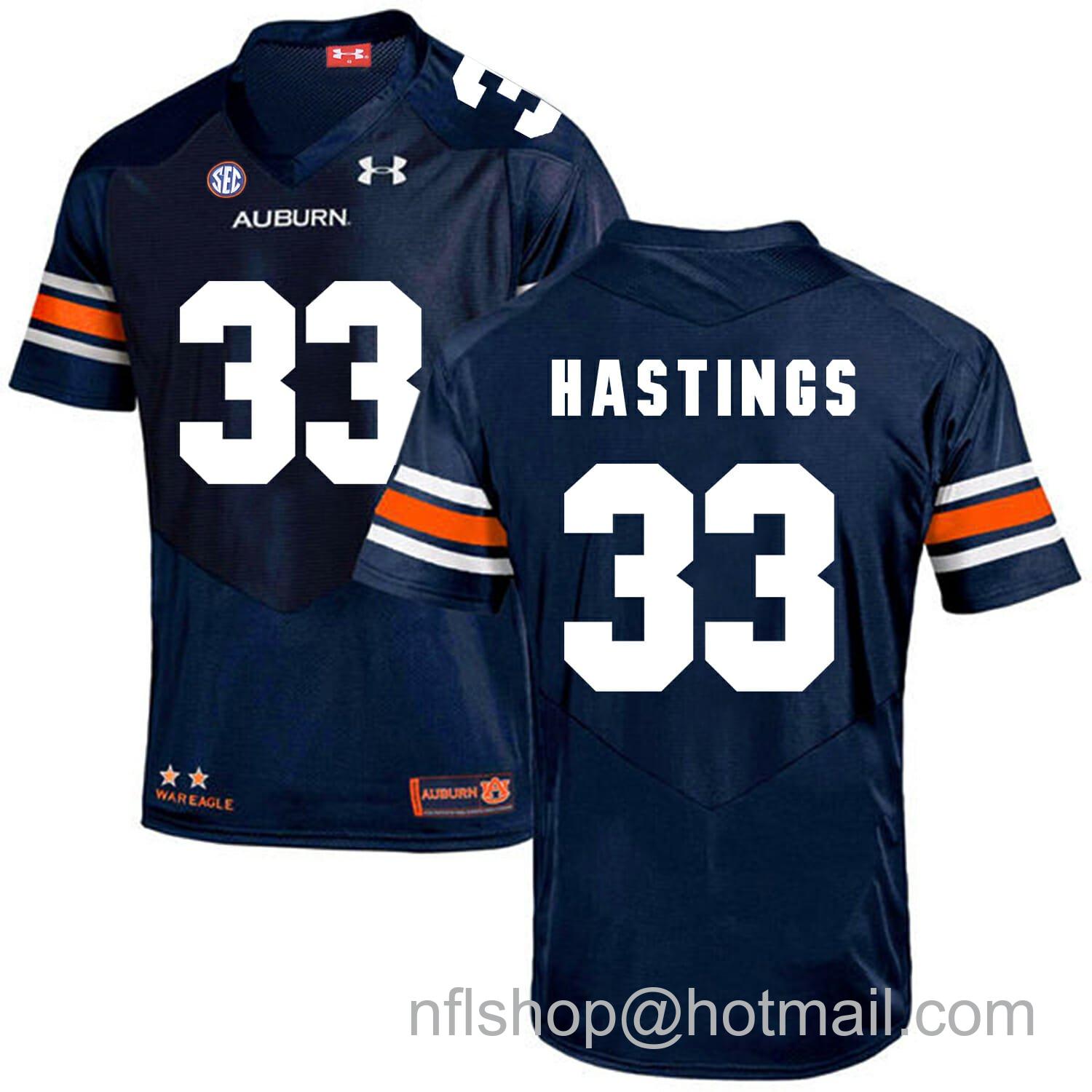 Men's Auburn Tigers Under Armour #33 Will Hastings Football Jersey Dark Blue