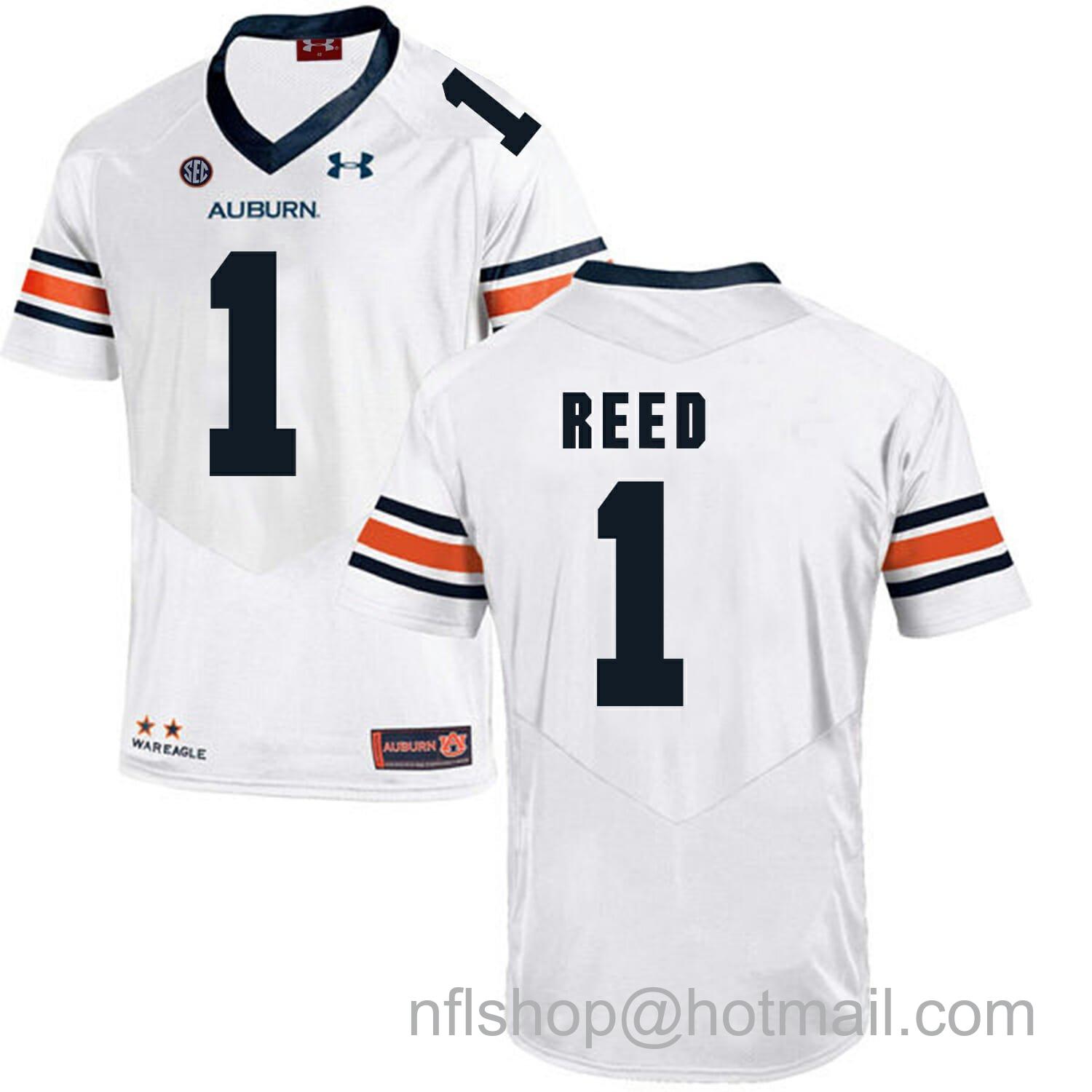 Men's Auburn Tigers Under Armour #1 Trovon Reed Football Jersey White