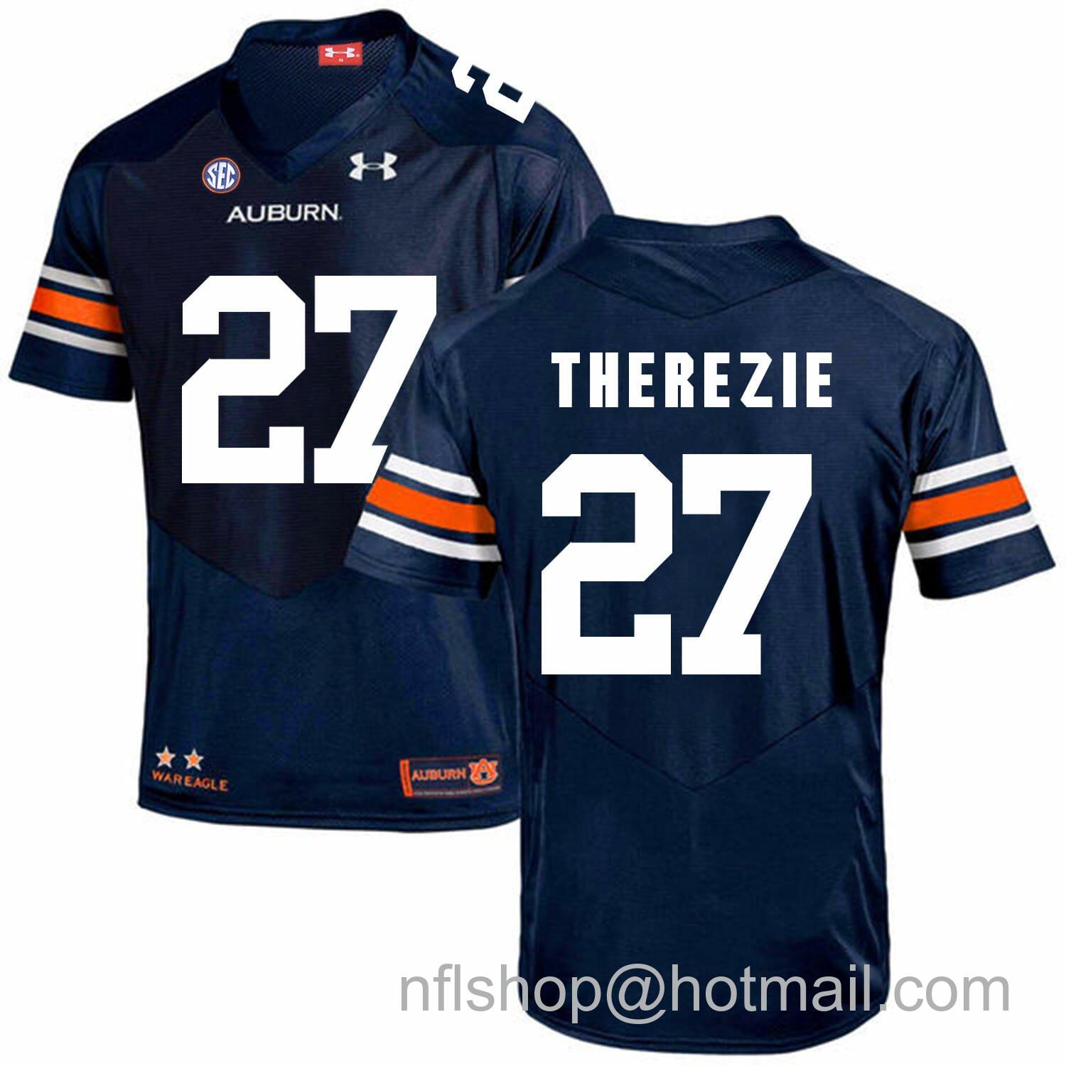 Men's Auburn Tigers Under Armour #27 Robenson Therezie Football Jersey Dark Blue