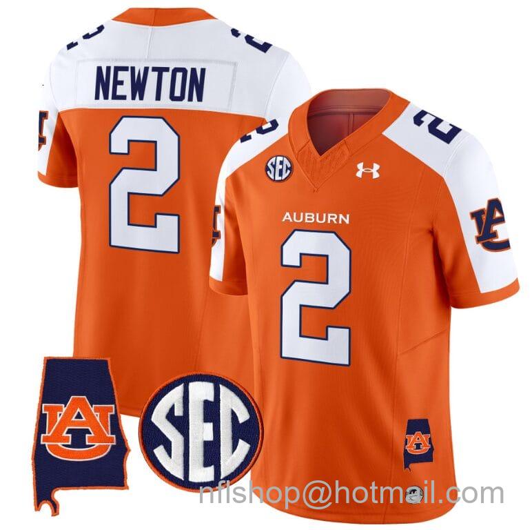 Men's Under Armour Cam Newton Jersey #2 Auburn Tigers SEC Patch Vapor Limited College Football Stitched Orange Alternate