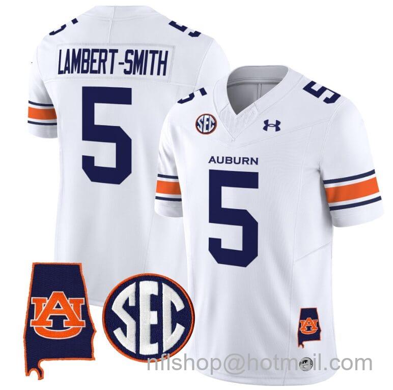 Men's Under Armour Lambert Smith Jersey #5 Auburn Tigers SEC Patch Vapor Limited College Football Stitched White