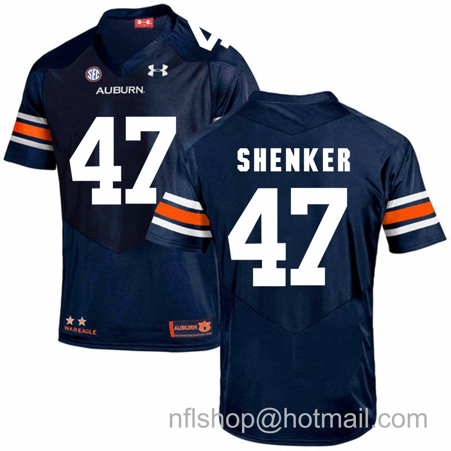 Men's Auburn Tigers Under Armour #47 SHENKER Football Jersey Dark Blue