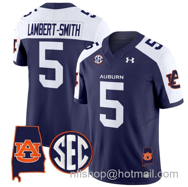 Men's Under Armour Lambert Smith Jersey #5 Auburn Tigers SEC Patch Vapor Limited College Football Stitched Navy Alternate