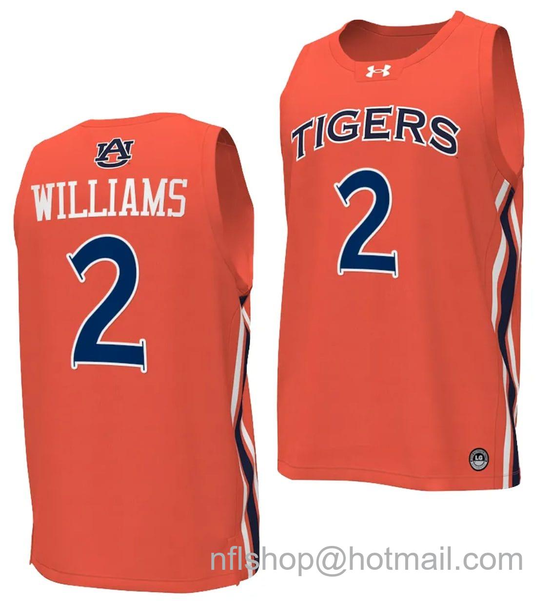 Men's Under Armour Jaylin Williams Jersey #2 Auburn Tigers College Basketball Replica Orange