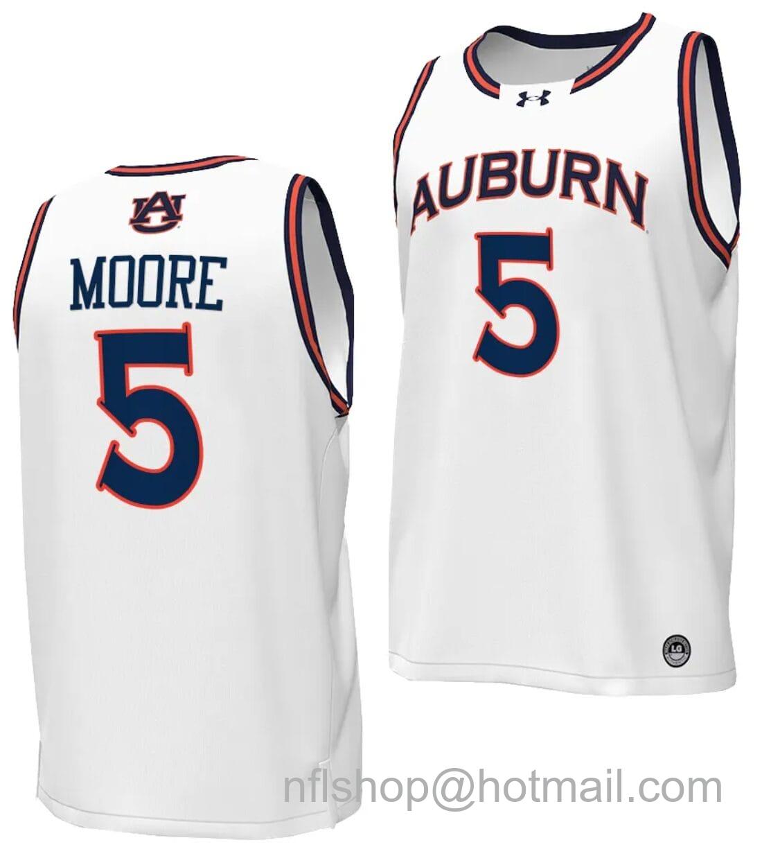 Men's Under Armour Chris Moore Jersey #5 Auburn Tigers Replica College Basketball 2023-24 White