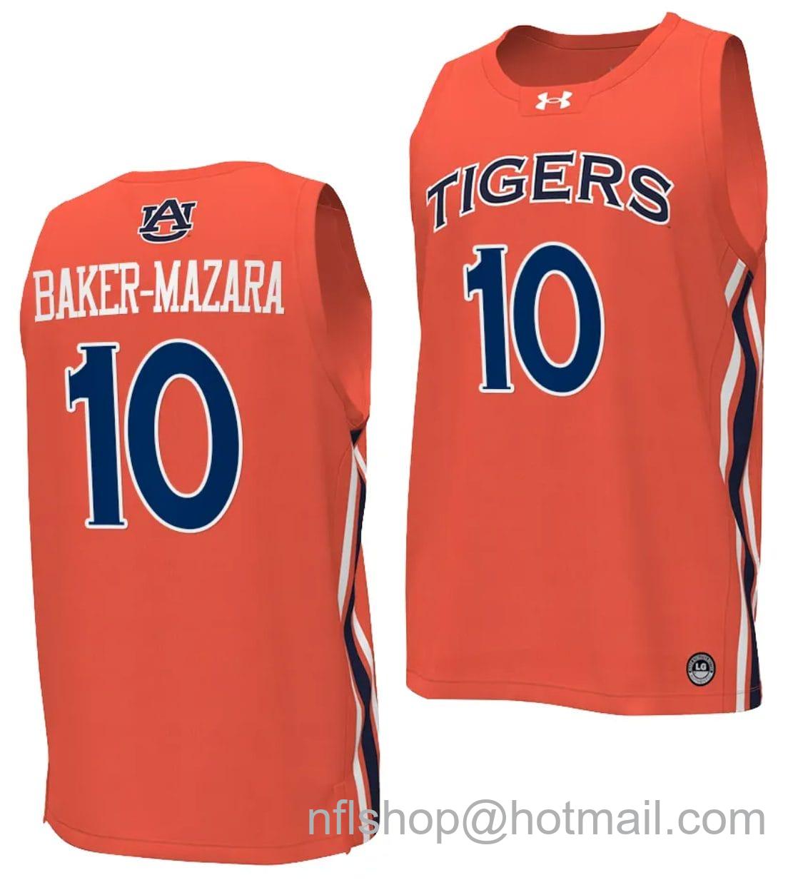 Men's Under Armour Chad Baker Mazara Jersey #10 Auburn Tigers College Basketball Replica Orange