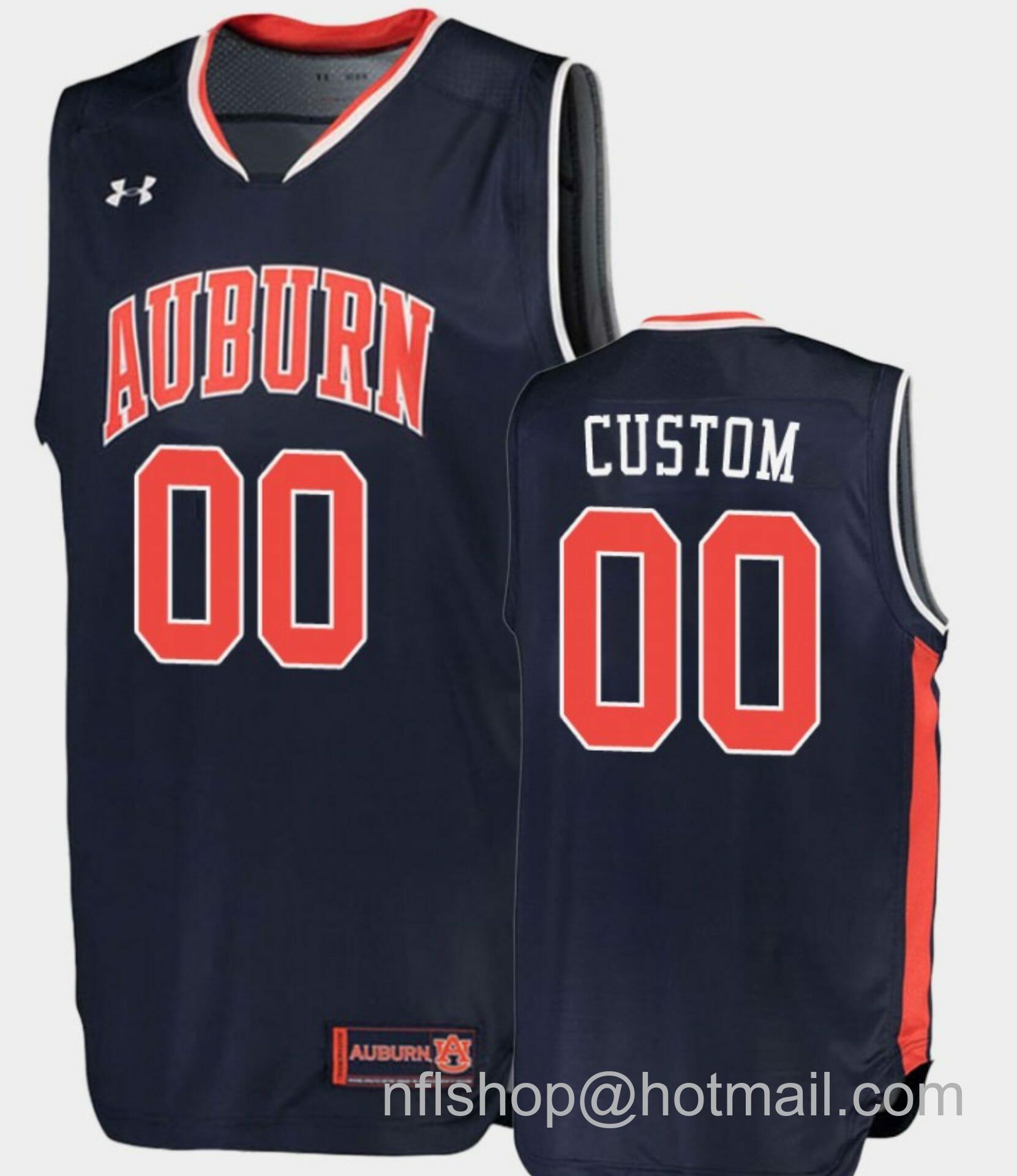 Men's Under Armour Custom Auburn Tigers Jersey Name and Number College Basketball Navy Road