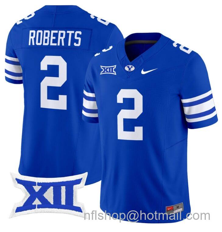 Men's Nike Chase Roberts Jersey #2 BYU Cougars Vapor Limited College Football Stitched Royal