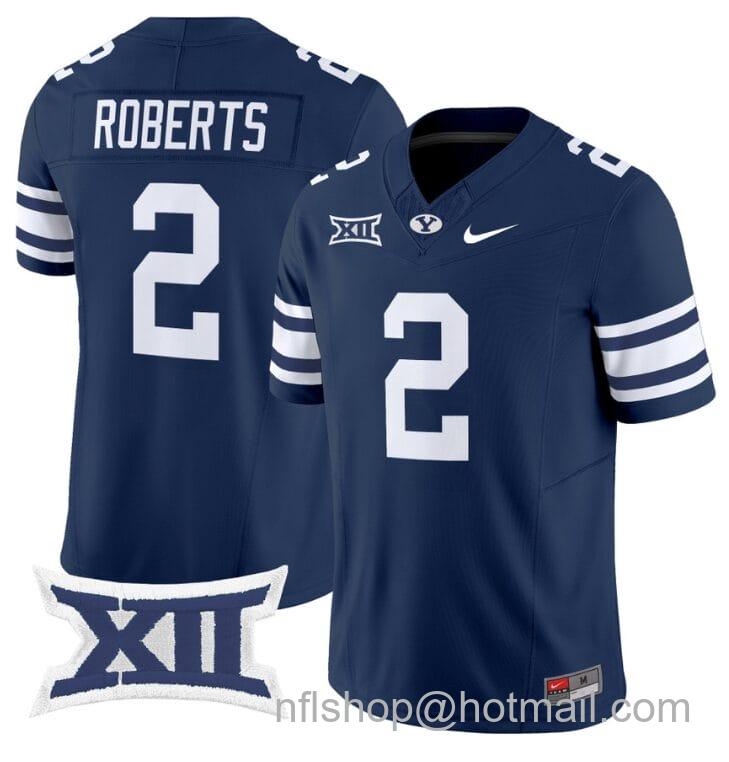 Men's Nike Chase Roberts Jersey #2 BYU Cougars Vapor Limited College Football Stitched Navy