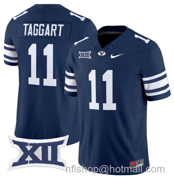 Men's Nike Harrison Taggart Jersey #11 BYU Cougars Vapor Limited College Football Stitched Navy