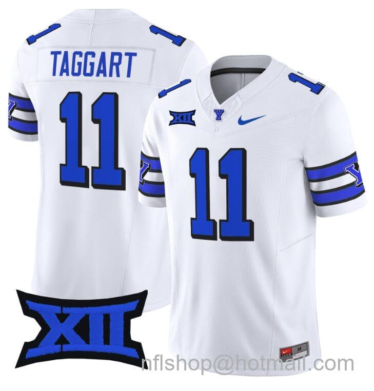 Men's Nike Harrison Taggart Jersey #11 BYU Cougars Vapor Limited College Football Stitched 1996 Throwback