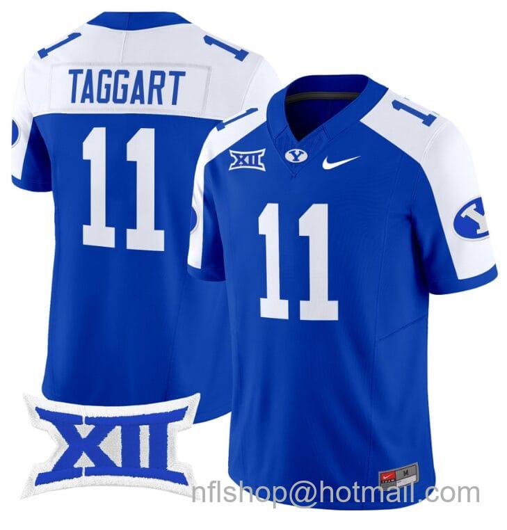 Men's Nike Harrison Taggart Jersey #11 BYU Cougars Vapor Limited College Football Stitched Royal Alternate